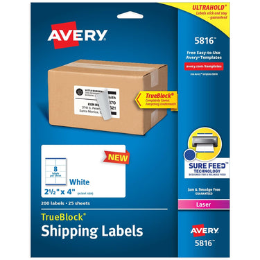 Avery Printable Blank Shipping Labels, 2.5